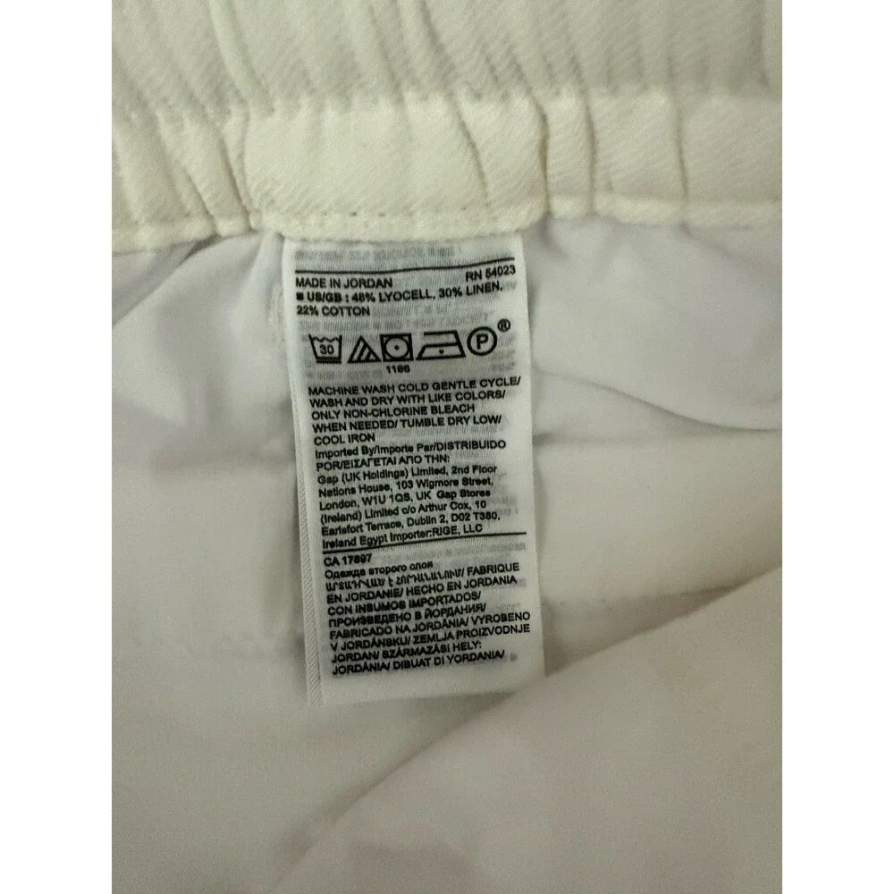 Banana Republic Pants Large White Womens Linen Blend Pull On Lagenlook NWOT
